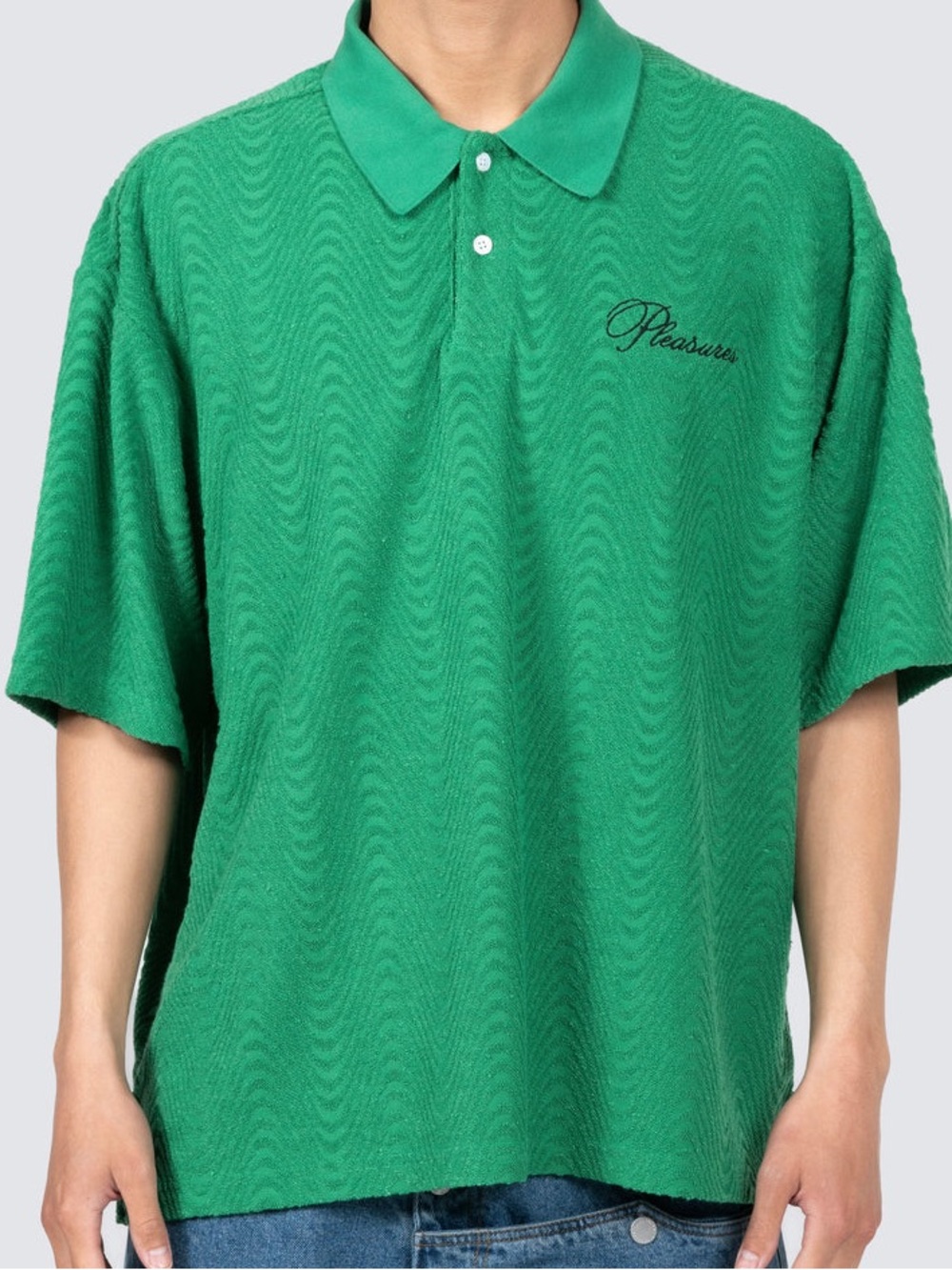 Pleasures Zen Terry Boxy Polo Green Size S